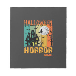 Halloween-Schreckensnacht Gruselhaus Vektor_1 Notizblock