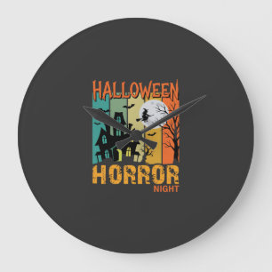 Halloween-Schreckensnacht Spukhaus Vektor_1 Große Wanduhr