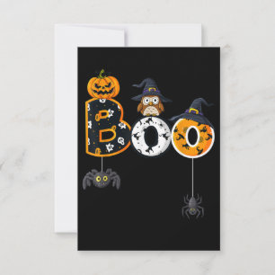 Halloween-Schreieule mit Hexenhut und Spinnen Mitteilungskarte