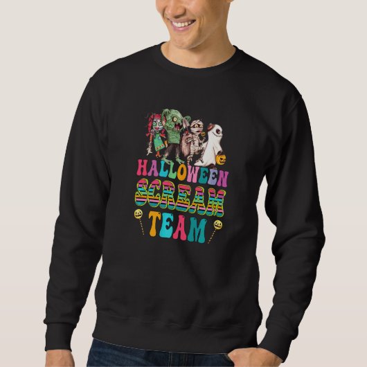Halloween-Schreiteam im Retro-Hippy-Stil Sweatshirt (Vorderseite)