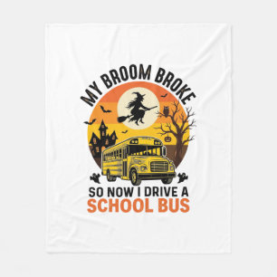Halloween Schulbus Hexe Vintage Lehrer Design_ Fleecedecke