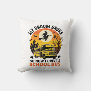 Halloween Schulbus Hexe Vintage Lehrer Design_ Kissen