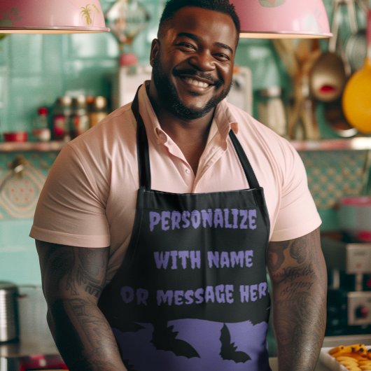 Halloween-Schürze für Lila und Schwarzes Bat Schürze