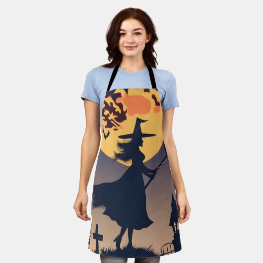 Halloween-Schürze, Hexe mit Brotblutmond Schürze (Getragen)