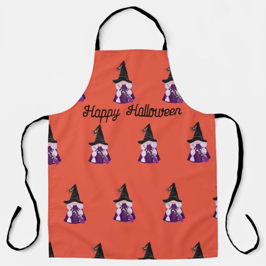 Halloween Schürze Orange mit Gnome Hexen (Vorderseite)