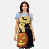 Halloween-Schürze, Vollmond-Halloween-Schwarze Kat Schürze (Getragen)