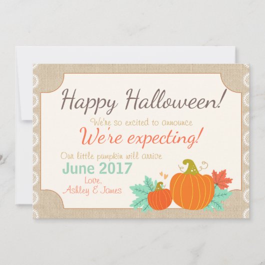 Halloween-Schwangerschaftsankündigung Pumpkin Ankündigung (Vorderseite)