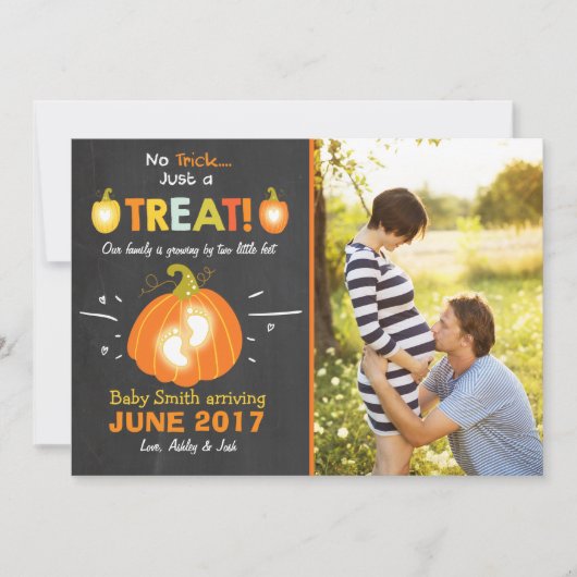 Halloween Schwangerschaftsankündigung Trick oder T Ankündigung (Vorderseite)