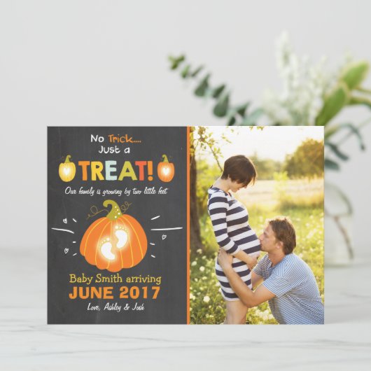 Halloween Schwangerschaftsankündigung Trick oder T Ankündigung (Stehend Vorderseite)