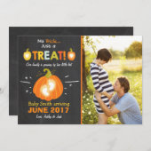 Halloween Schwangerschaftsankündigung Trick oder T Ankündigung (Vorne/Hinten)