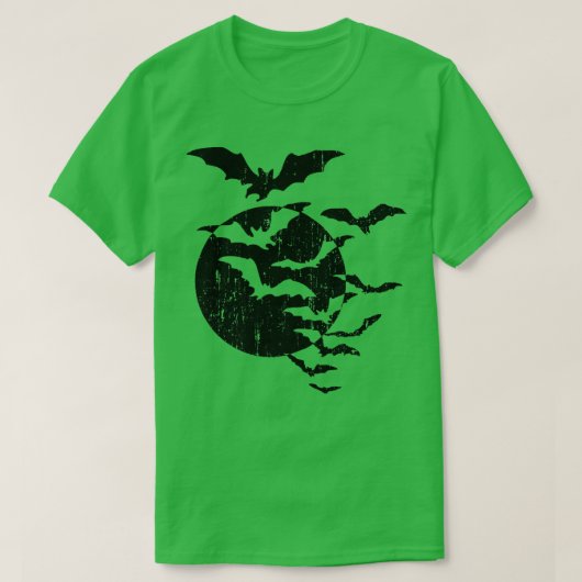 Halloween Schwarm der Fledermäuse Vollmond Spooky T-Shirt (Design vorne)