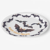 Halloween-Schwarm von gruseligen Fledermäusen Pappteller (Schrägansicht)