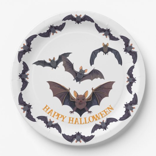 Halloween-Schwarm von gruseligen Fledermäusen Pappteller (Vorderseite)