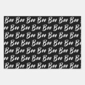 Halloween-Schwarz-Boottextmuster Geschenkpapier Set (Vorderseite 3)