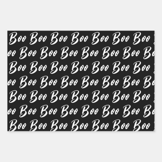 Halloween-Schwarz-Boottextmuster Geschenkpapier Set (Vorderseite 2)