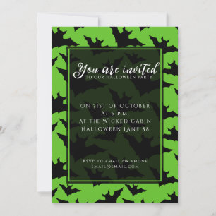 Halloween Schwarz-Fledermäuse grün coole Gaumenmus Einladung