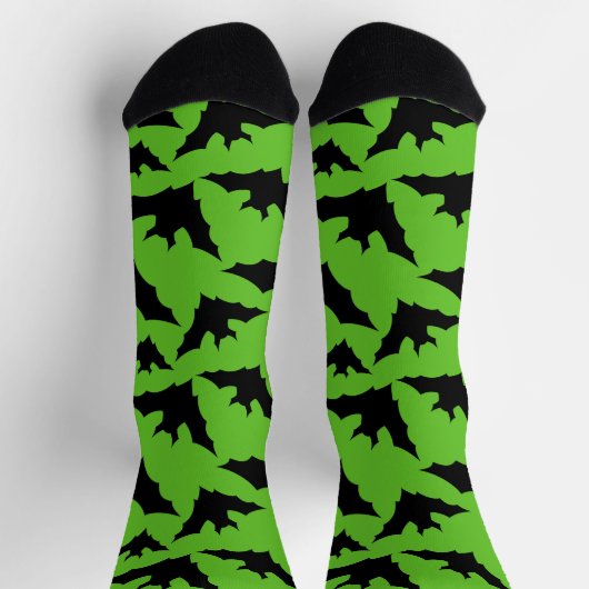 Halloween Schwarz-Fledermäuse grün coole Gaumenmus Socken (Oben)