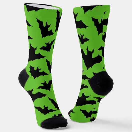 Halloween Schwarz-Fledermäuse grün coole Gaumenmus Socken (Gewinkelt)