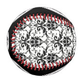 HALLOWEEN Schwarz Gothic Damask Muster Skull Baseball (Vorderseite Links)