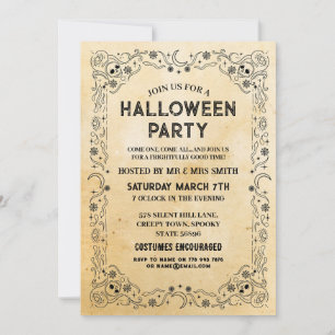 Halloween Schwarz-Gotik-Rahmen-Party-Skull Einladung