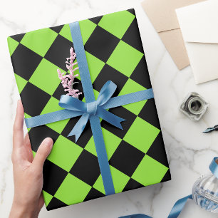 Halloween Schwarz Grün Kariert Geburtstag Benutzer Geschenkpapier