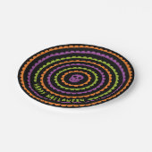 Halloween Schwarz Orange Lila und Grün Scallop Pappteller (Schrägansicht)