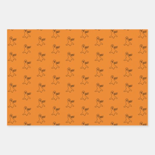 Halloween Schwarz-Orange-Schwarz-Geist Geschenkpapier Set (Vorderseite 3)