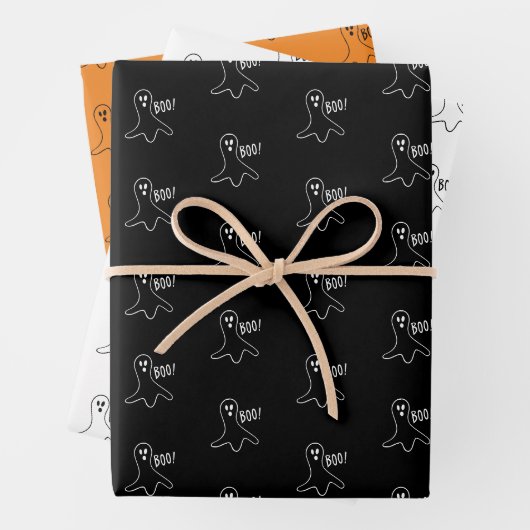 Halloween Schwarz-Orange-Schwarz-Geist Geschenkpapier Set (Beispiel)