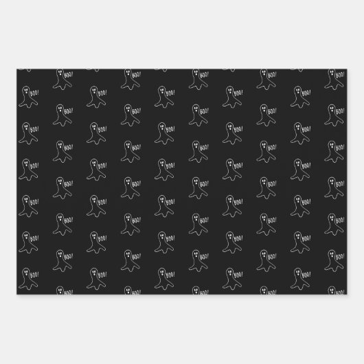 Halloween Schwarz-Orange-Schwarz-Geist Geschenkpapier Set (Vorderseite)