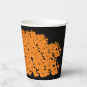 Halloween Schwarz-Orange Skulls-Haufen Pappbecher (Rückseite)