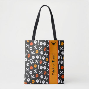 Halloween Schwarz, Orange und Weiß Symbole Tasche