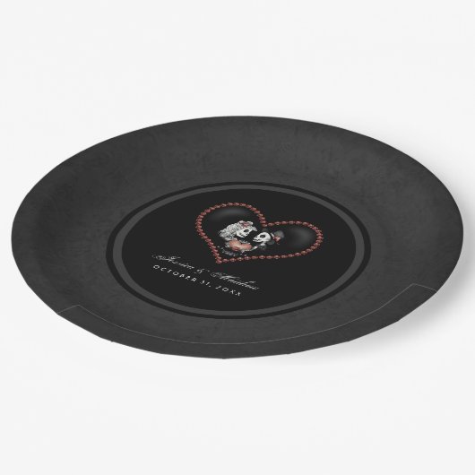 Halloween schwarz u. weiße Skelette, die Hochzeit Pappteller (Schrägansicht)