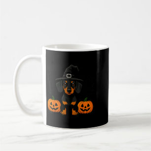 Halloween Schwarz und Tan Dachshund Hexe Gruselig Kaffeetasse