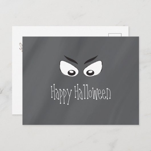 Halloween Schwarz und Weiß Beängstigende Augen Postkarte (Vorne/Hinten)
