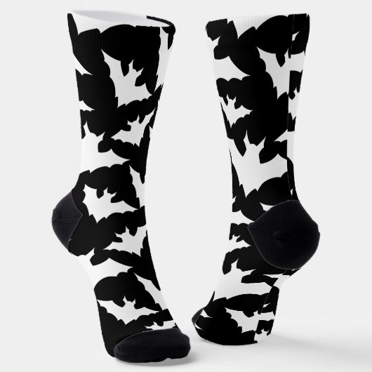 Halloween Schwarz und Weiß Fledermäuse coole, spri Socken (Gewinkelt)