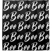 Halloween Schwarz/Weiß-Boottextmuster Duschvorhang (Vorderseite)