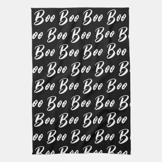 Halloween Schwarz/Weiß-Boottextmuster Geschirrtuch (Vertikal)