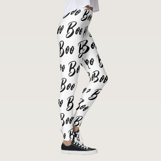 Halloween Schwarz/Weiß-Boottextmuster Leggings (Rechts)