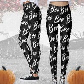 Halloween Schwarz/Weiß-Boottextmuster Leggings