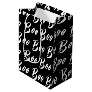 Halloween Schwarz/Weiß-Boottextmuster Mittlere Geschenktüte