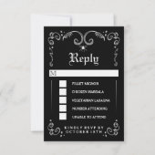 Halloween Schwarz-weiß Gothic 3.5x5 MENU-UAWG RSVP Karte (Vorderseite)