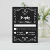 Halloween Schwarz-weiß Gothic Scroll 3.5x5 UAWG RSVP Karte (Stehend Vorderseite)