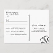 Halloween Schwarz-weiß Gothic Scroll UAWG Einladungspostkarte (Rückseite)