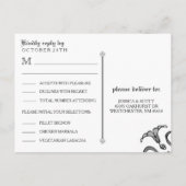 Halloween Schwarz-weiß Gothic Scroll UAWG MENU Einladungspostkarte (Rückseite)