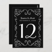 Halloween Schwarz-weiß Gothic Tischnummer Cards (Vorne/Hinten)