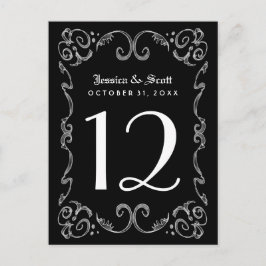 Halloween Schwarz-weiß Gothic Tischnummer Cards