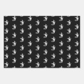 Halloween Schwarz-Weiß-Katze-Geist Geschenkpapier Set (Vorderseite)