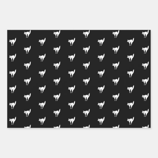 Halloween-Schwarz-Weiß-Katze Geschenkpapier Set (Vorderseite)
