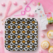 Halloween Schwarz-weiß Orange Harlequin Pattern Pappteller (Party)