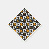 Halloween Schwarz-weiß Orange Harlequin Pattern Serviette (Ecke)